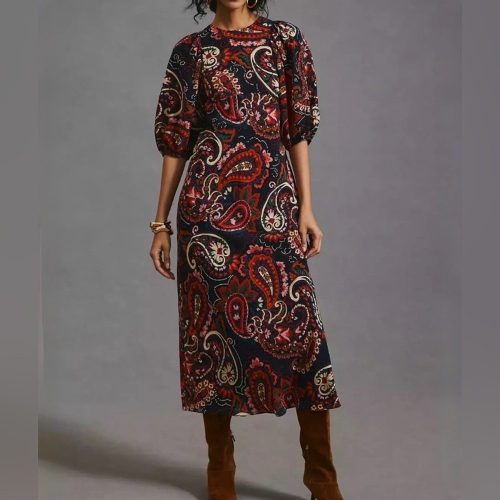 Anthropologie Plus Kachel Puff-Sleeve Paisley Maxi Dress size 2X